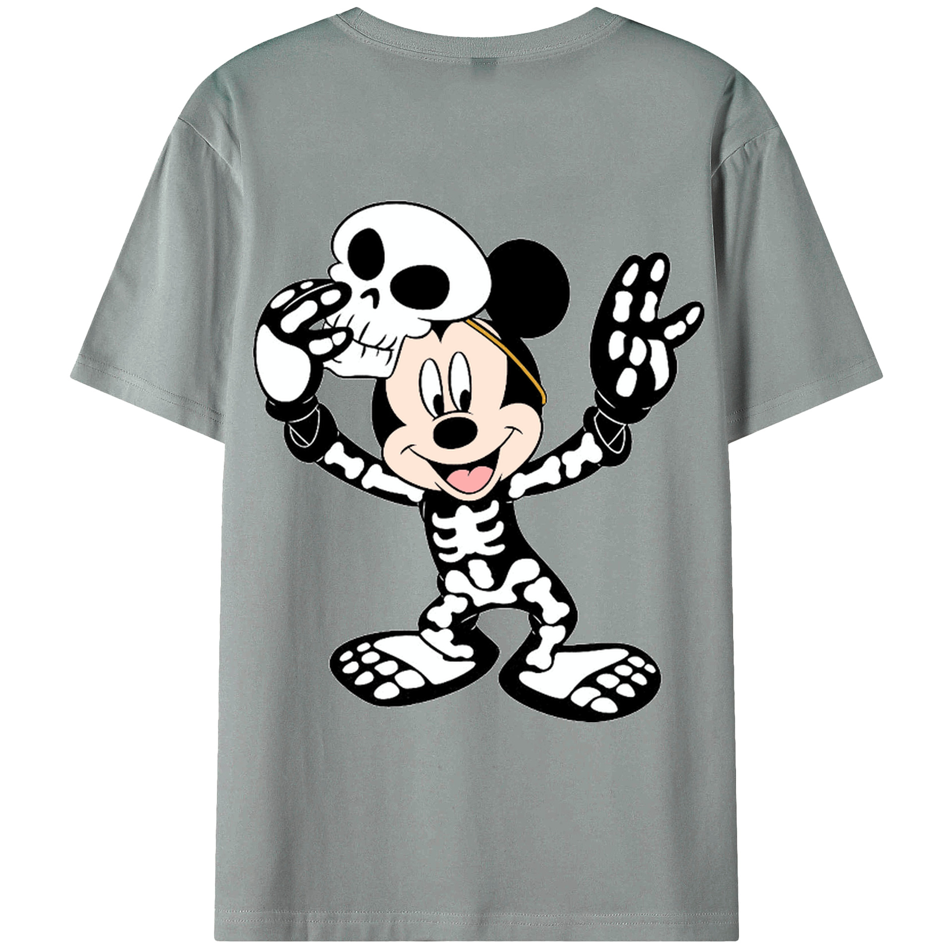 ミッキーマウス Mickey Mouse 綿100％ メンズ半袖Tシャツ（バックプリント） 通気性